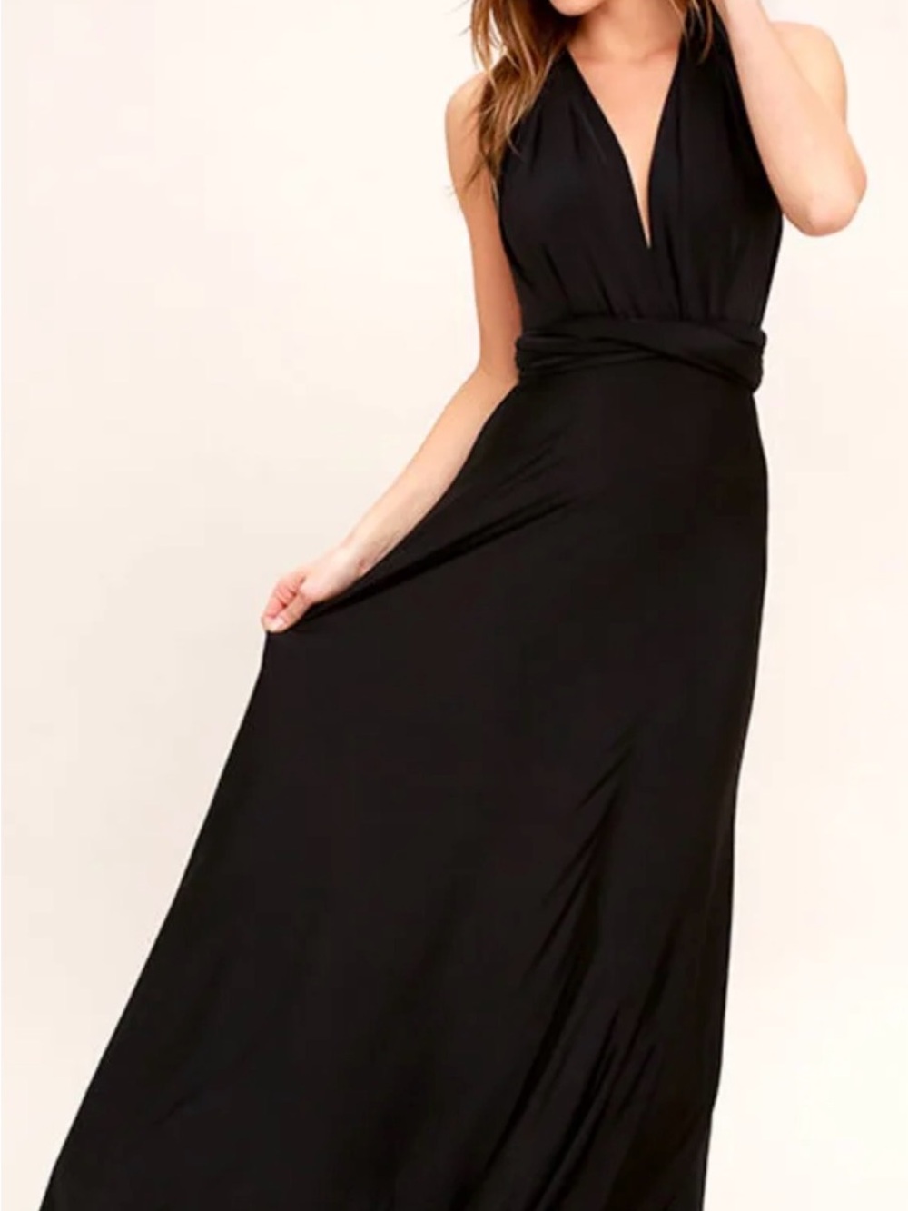 Lulus Black V-Neck Maxi Dress with slit